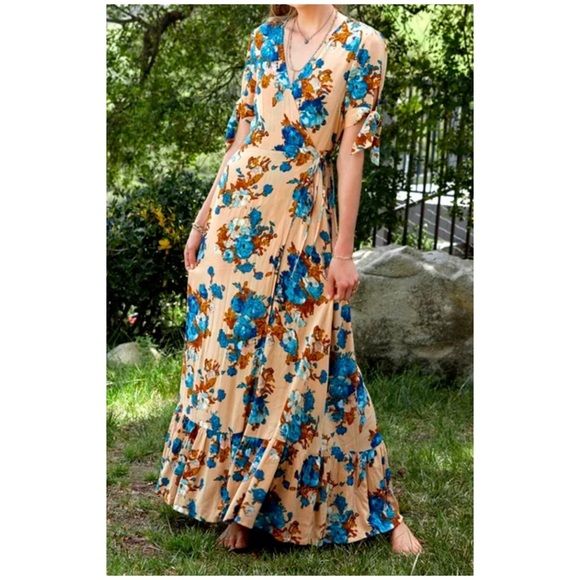 Cotton Candy LA Floral Maxi Wrap Dress - Picture 2 of 15